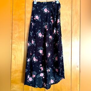 Pre-owned Floral Black and Pink Women's wrap Maxi skirt